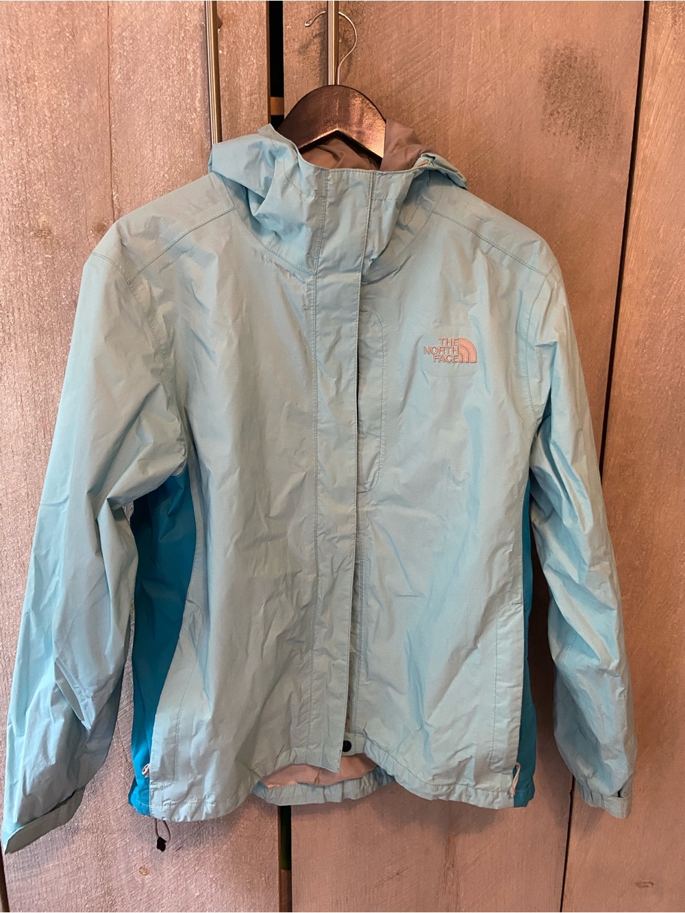 The North Face Women's Light Blue Hooded Rain Jacket